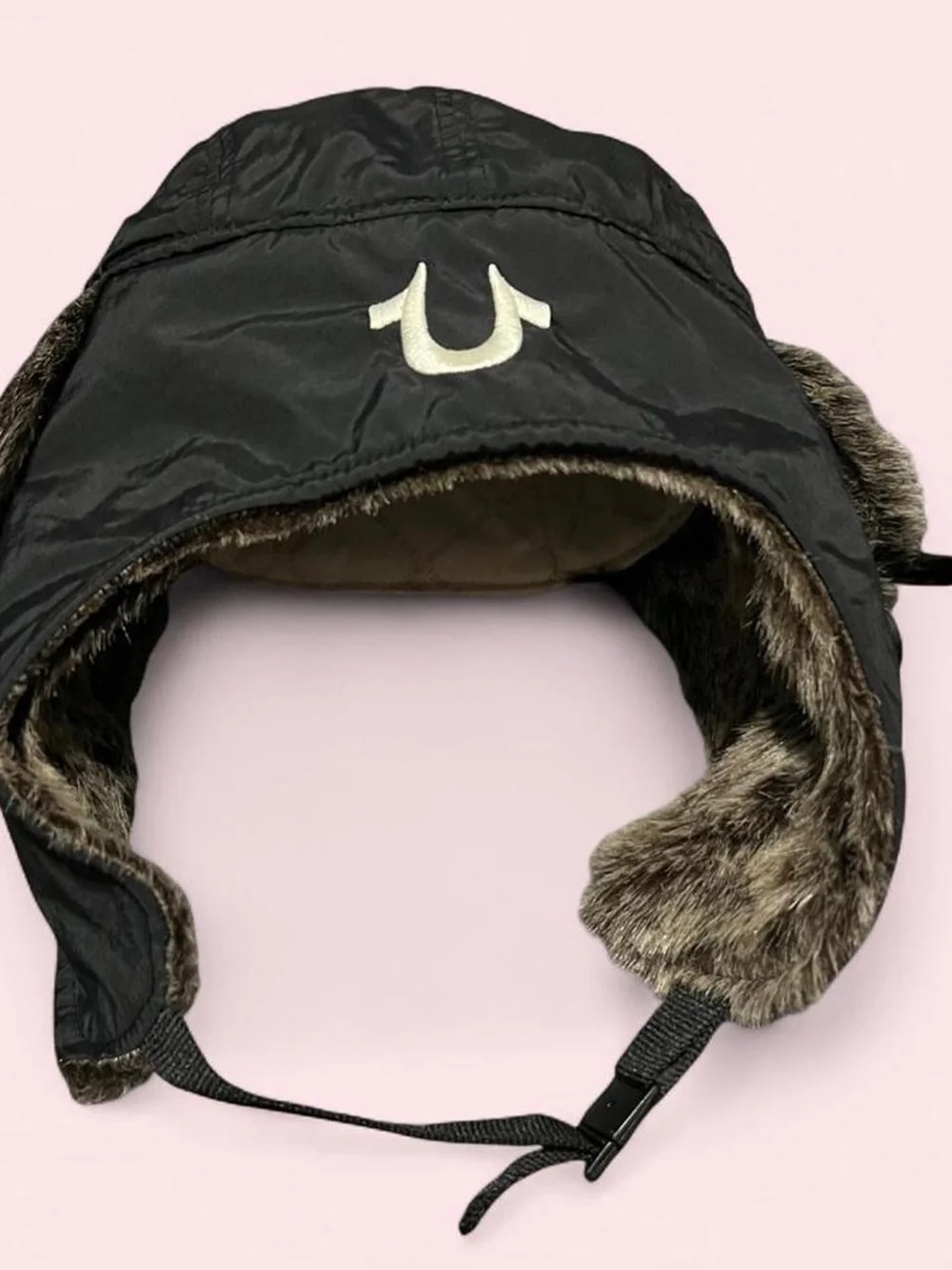 Unisex True Religion Black Faux-Fur Earflap Trapper Hat